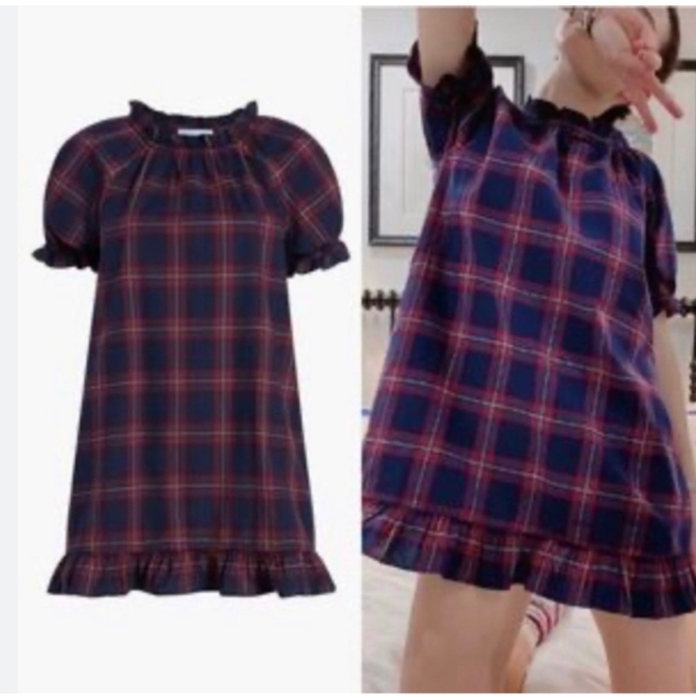 hill house home blue and red plaid shift dress